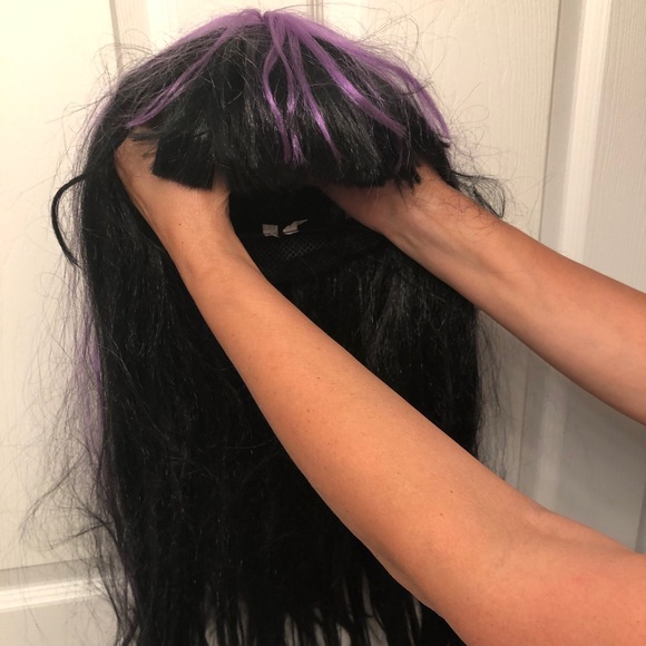 Purple Streak Witch Goth Cosplay Wig Halloween